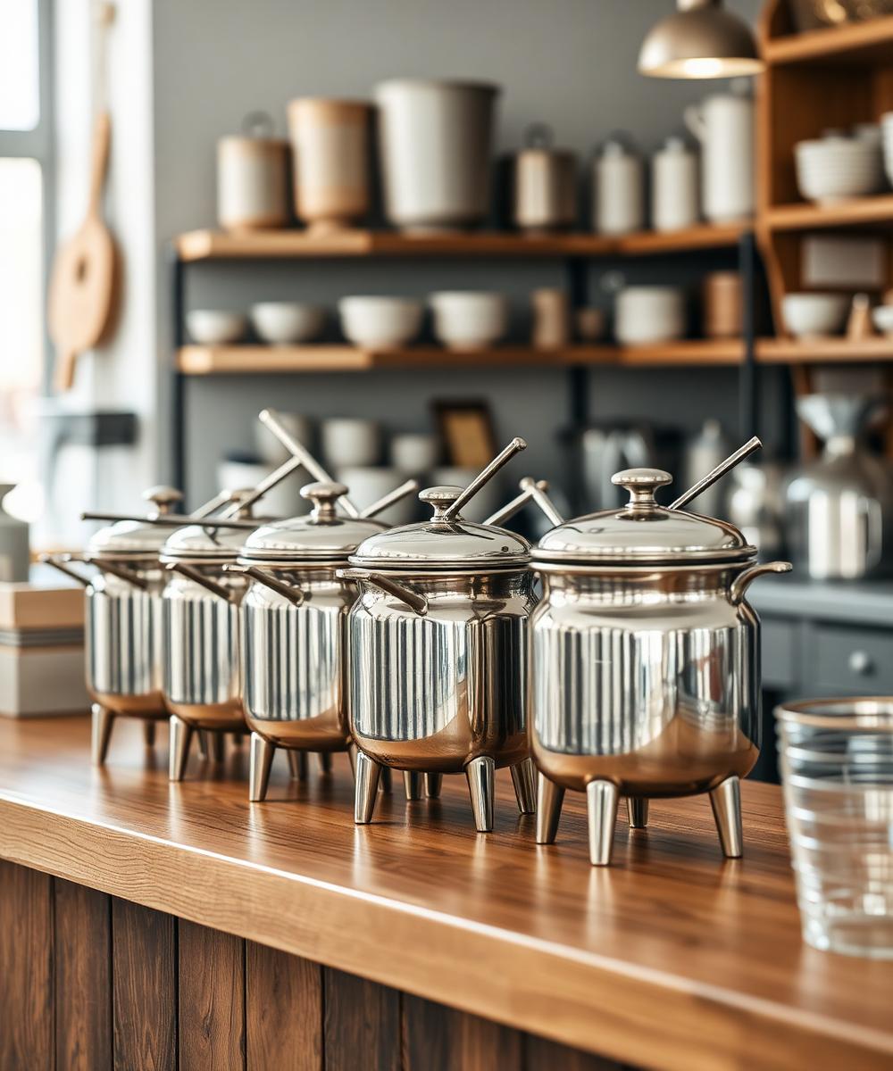 Stainless steel vessels at Amrita Stores